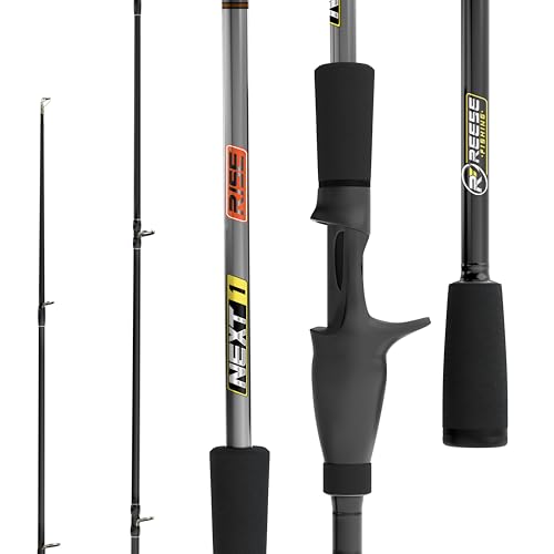 Next 1 Freshwater Bass Fishing Rod, Casting, Graphite Blank | 6 Casting Rod Models: For Topwater, Jig, Frog & Crankbait, 8-30 lb, 1/8-1.5 oz, 20/30-Ton Graphite, SeaGuide Zirconia Guides - color: Black, size: 6'8" M, MOD FAST
