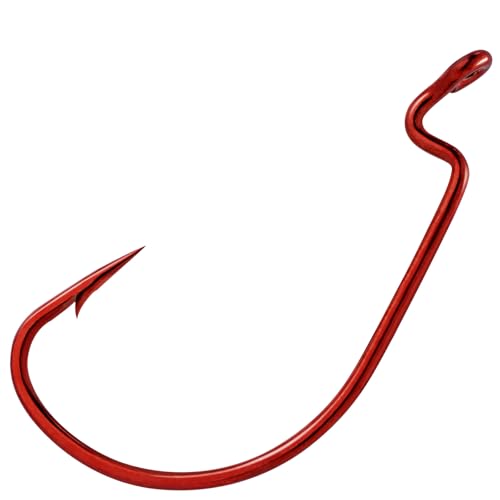 Dr.Fish EWG Hooks Bass Fishing Worm Hooks Extra Wide Gap Freshwater Fishing Carolina/Texas Rig - color: Red, size: #2-50 Pack