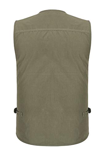 Spanye Mens Fishing Vest Multi Pocket Vests Safari Travel Photo Work Jacket Alive Outerwear - color: Army Green, size: X-Large