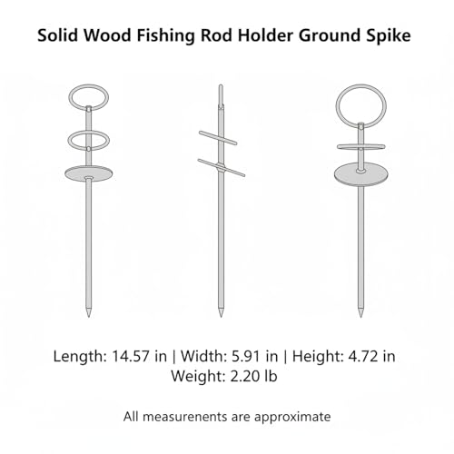 Solid Wood Fishing Rod Holder with Ground Spike for Beach, Riverbank, and Shore Fishing