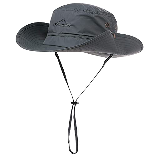 Oversize XL XXL Large Wide Brim Waterproof UPF 50+ Bucket Sun Summer Travel Fishing Hiking Fisherman Hat Detachable Chin - color: 000702_dark Grey, size: Small-Medium