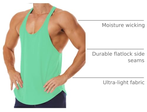 Men's Workout Quick Dry Soft Gym Bodybuilding Stringer Tank Tops - color: Mint Green, size: Medium