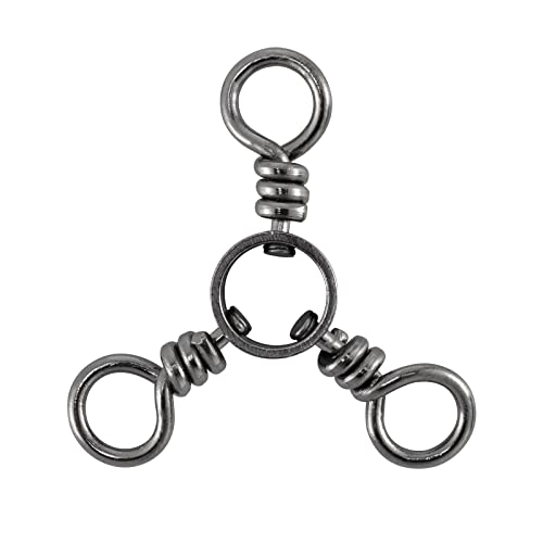 Dr.Fish 50 Pack 3 Way Swivel Fishing Tackle 30-220Lb Catfish Swivels Three Way Rigs Freshwater Saltwater Catfish Tackle - size: #3(50Lb)-50 Pack