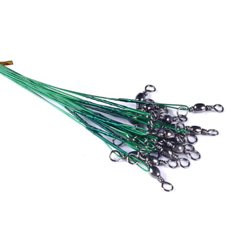 20 Pcs 20cm Super Strong Tensile Force Anti Bite Steel Fishing Line Steel Wire Leader with Rotating Snaps Fishing Lead Wire