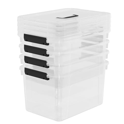 4-Pack 17.5 Quart Plastic Latch Storage Box, Storage Bin with Lids, Clear - size: Large