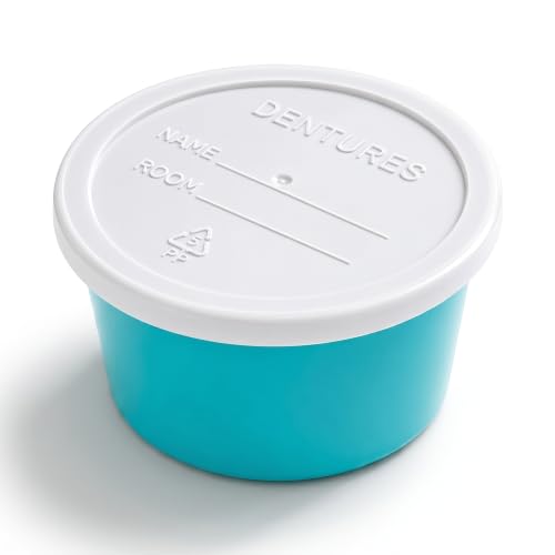 MediChoice Denture Cup, With Opaque Lid, 8 Ounce, Teal (Bag of 25)