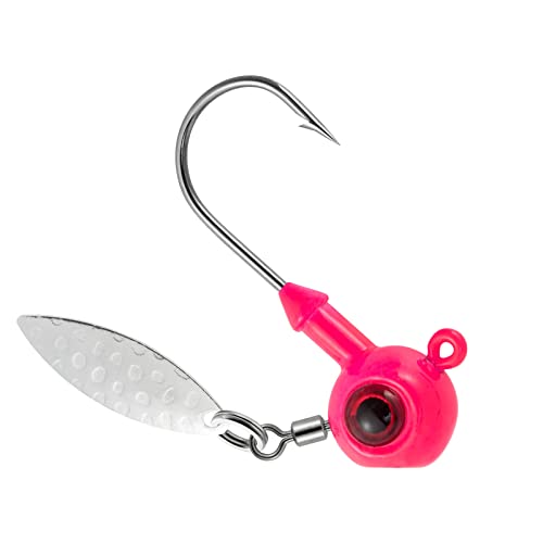 Dr.Fish 10 Pack Crappie Fishing Jigs Stand Up Round Jig Heads Painted Fishing Lure Spinner Blade Walleye Bass Trout Bluegill Freshwater Saltwater - color: Pink, size: 1/4oz-Hook #1