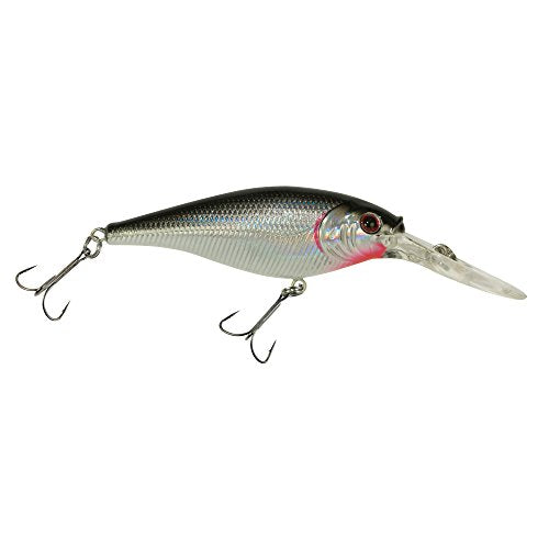 Berkley Flicker Shad Fishing Lure, Black Silver, 1/8 oz, 1 1/2in | 4cm Crankbaits, Size, Profile and Dive Depth Imitates Real Shad, Equipped with Fusion19 Hook - color: Black Silver, size: 1 1/2in - 1/8 oz