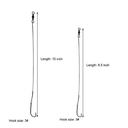 20pcs Wire Leader Hook Rigs Baitholder Fishing Hook Nylon Coated Fishing Wire Leader with Swivel - color: 10inch silver, size: 1#-20pcs