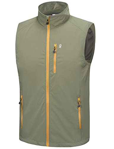 Little Donkey Andy Men's Lightweight Quick Dry Vest Packble Outerwear Sleeveless Windproof Jacket for Golfing Cycling Running - color: Laurel Oak, size: Small
