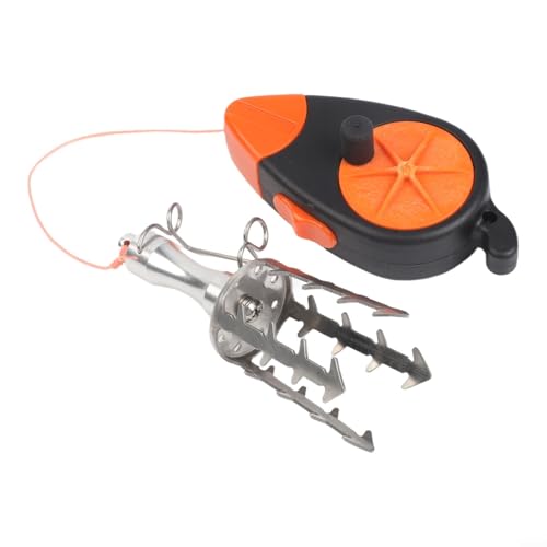 Fish Bait Rescue Device with 30M Pe Line Fishing Lure Retriever Tackle Tool Stainless Steel 40G for Retractor Black+Silver+Orange