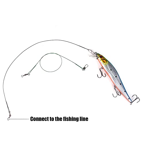 50pcs Fishing Wire Leaders Nylon-Coated Fishing Line Trace Lure Leaders with Swivels and Snaps Stainless Steel Fishing Tackle Leaders Tackle - color: Silver, size: 6inch 50PCS