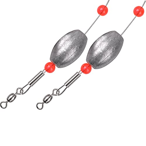 Carolina Saltwater Rigs, 8pcs Flounder Fishing Rigs, Stainless Steel Wire Leader with Egg Sinker Weights, Swivel Snaps for Catfish Grouper Drum Redfish Bottom Surf Fishing - size: 2oz-8pcs