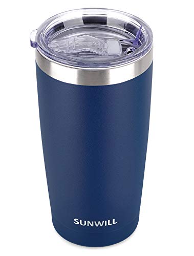 SUNWILL Travel Coffee Tumbler 20 oz, Insulated Mug with Lid, Stainless Steel Cup for Outdoor, Powder Coated Navy