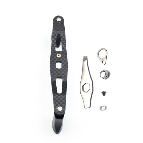 Mr. Z 95mm Carbon Fiber Baitcasting Reel Handle Compatible for Abu Garcia Shimano Daiwa Light Weight Low Profile Casting Reel - color: Metal Black, size: Right-handed