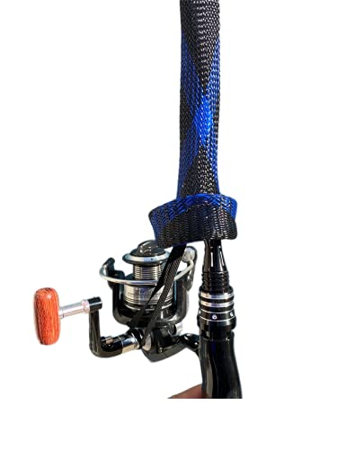 Fishing Rod Sock Mesh Sleeve Rod Cover Braided Mesh Rod Protector Pole Gloves Fishing Tools for Fly, Casting, Sea Fishing Rod - color: Black And Geen Cross Color Set (10pc)