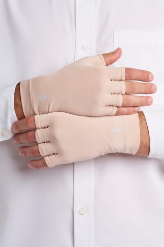 Coolibar Fingerless UV Sun Gloves - UPF 50+ Sun Protection - Ouray - color: Beige, size: Medium