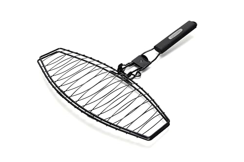 GrillPro 21015 Detachable Handle Fish Basket, Chrome - style: Fish Basket