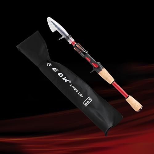 EOW XPEDITE LITE Portable Telescopic Fishing Rods & Combo, Spinning & Casting Fishing Poles, 24T Carbon Rod Blanks, Solid Carbon Tip, Split Cork Grips, Travel Rod, Combos with 5+1BB Spinning Reel - size: 5'6"-M-Fast, style: Rod- Casting