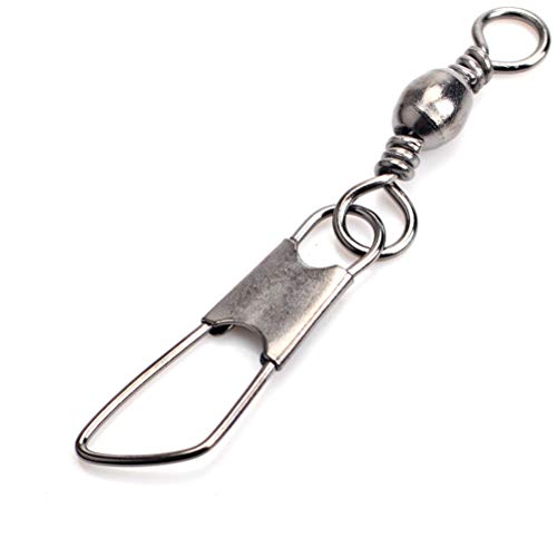 30pcs Eight-Character Fishing Rolling Swivels Fishing Hook Connector Tackle Fishing Rolling Rings (Silver Size 4) - size: 16