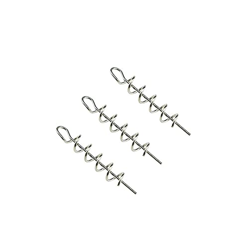 Centering Pin Spring Twist Lock Fishing Screw Worm Hook Crank Grub Rig Fixed Bait Run Straight Self Align Long Enough Secure Not Off Center Stainless Steel for Soft Lure - size: 14mm 100Pcs
