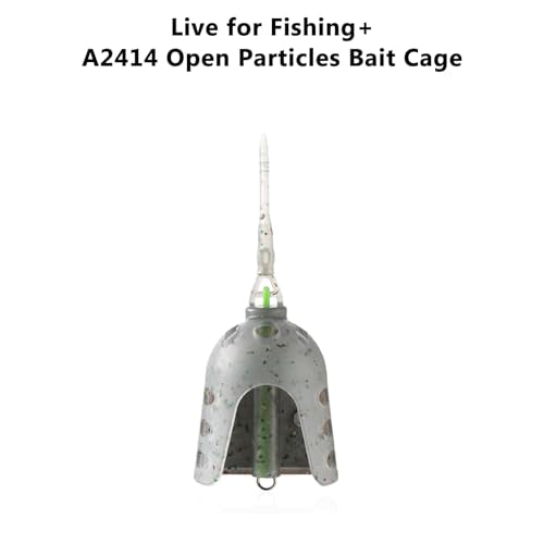 Bait Cage, Fishing Feeder Holder with Weight Openable Lure Container Long Ranges Casting for Powder Live Baits - size: Large Cage A2414 40G