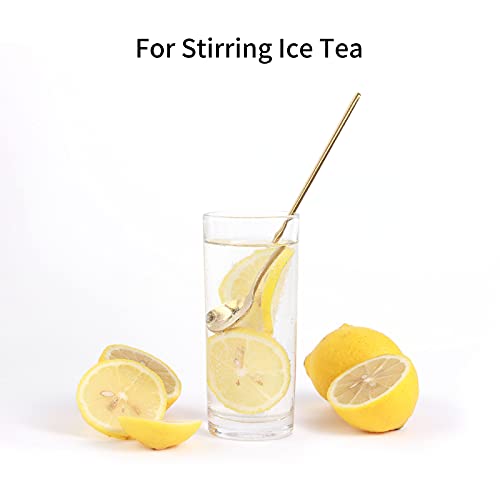 4 PCS 6.7 Inches Coffee/ Tea Spoons Long Handle, Gold, Ice Tea, Espresso Stainless Steel Long Spoons for Stirring