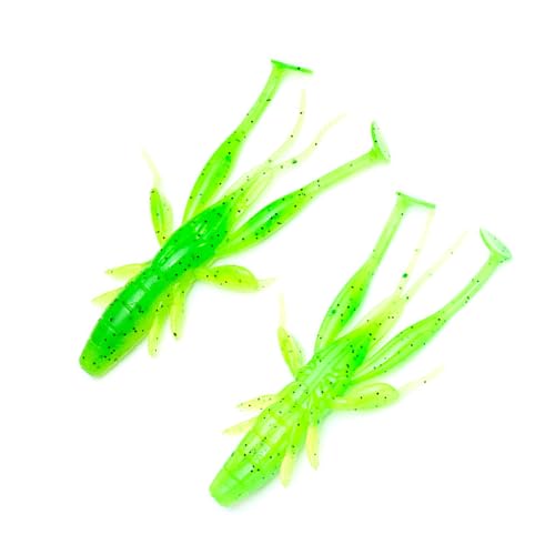 8pcs Soft Crawfish Baits Artificial Baits Floating Shrimp Lobster Baits Crayfishs Lure Swimbait Elastic Simulation Baits - color: yellow green 3