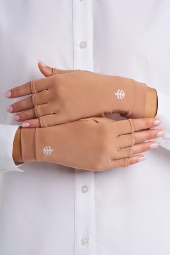 Coolibar Fingerless UV Sun Gloves - UPF 50+ Sun Protection - Ouray - color: Antique Tea, size: Large