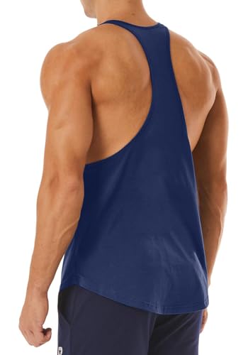 Men's Workout Quick Dry Soft Gym Bodybuilding Stringer Tank Tops - color: Navy Blue, size: X-Large