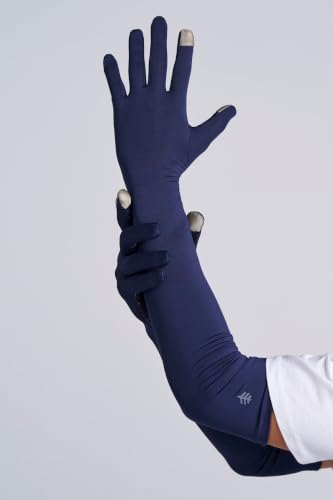 Coolibar Long Full Finger UV Sun Gloves - UPF 50+ Sun Protection - Culebra - color: Navy, size: Large