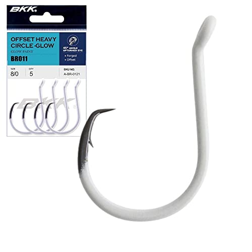 BKK Offset Heavy Circle Glow Hook | 2X | Glow in The Dark | Needle Point - size: 5/0#