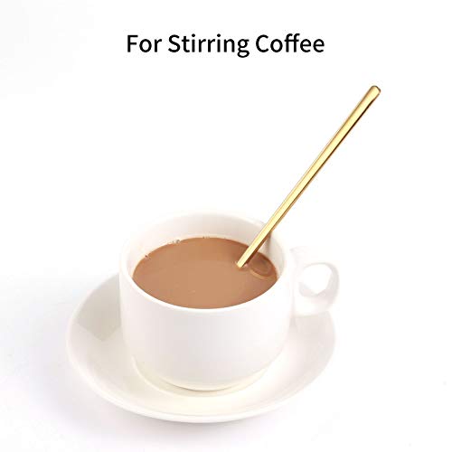 4 PCS 6.7 Inches Coffee/ Tea Spoons Long Handle, Gold, Ice Tea, Espresso Stainless Steel Long Spoons for Stirring