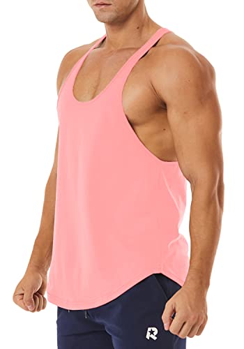 Men's Workout Quick Dry Soft Gym Bodybuilding Stringer Tank Tops - color: Pink, size: Small