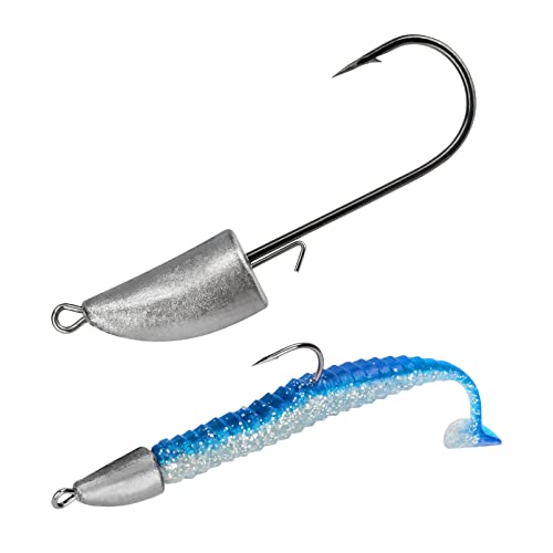 THKFISH Weedless Swimbait Jig Heads for Bass Fishing, Weighted Texas Rig Hook Fishing Hooks Saltwater Freshwater 1/8 oz, 1/6 oz, 1/4 oz, 3/8 oz, 1/2 oz,3/4 oz - color: Silver A, size: 21g(3/4 oz)-10pcs