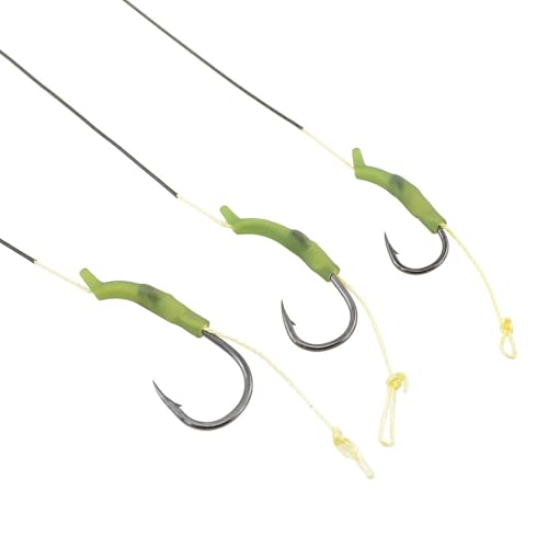 4 Sets Carp Fishing Hair Rigs Curved Carp Hooks with Bait Rig Stops for Floating Fishing Pellets Meat Corn Line - size: 4#