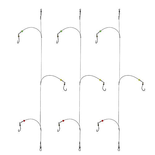Dyxssm Fishing Hooks with Leader Rigging, Fishing Hook Line Stainless Steel Fishing Rigs Wire and Rig Hooks - size: 3/0#, style: Style-b: 3 Hooks Rig