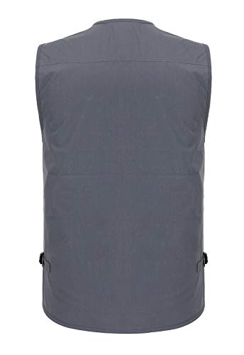 Spanye Mens Fishing Vest Multi Pocket Vests Safari Travel Photo Work Jacket Alive Outerwear - color: Gray Blue, size: Medium