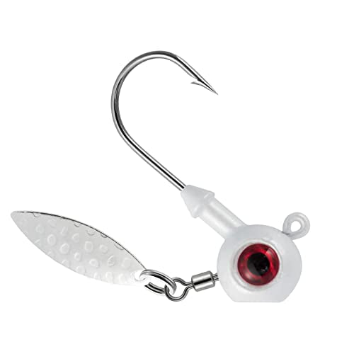 Dr.Fish 10 Pack Crappie Fishing Jigs Stand Up Round Jig Heads Painted Fishing Lure Spinner Blade Walleye Bass Trout Bluegill Freshwater Saltwater - color: White, size: 3/16oz-Hook #2