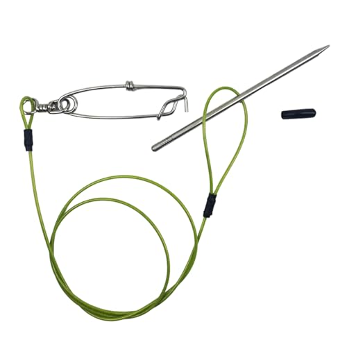 COOLHOOD Stringer Fish Holder for Diving Quick Handspear Fish Needle Hook Stringer with Clip Stainless Steel - color: 120cm