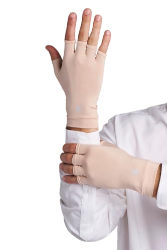 Coolibar Fingerless UV Sun Gloves - UPF 50+ Sun Protection - Ouray - color: Beige, size: X-Large