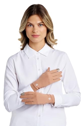 Coolibar Full Finger UV Sun Gloves - UPF 50+ Sun Protection - Gannett - color: Antique Tea, size: Medium