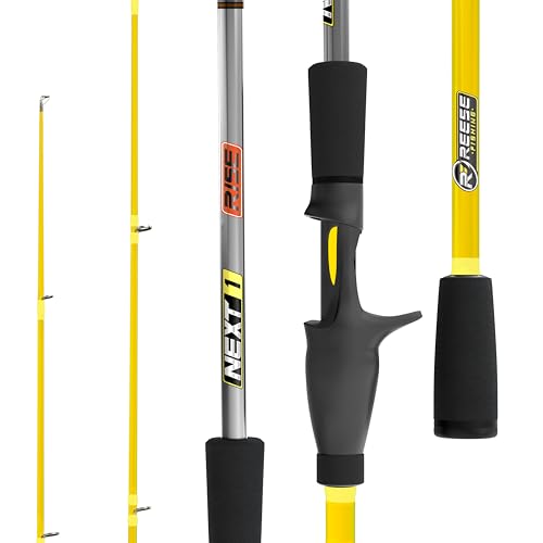 Next 1 Freshwater Bass Fishing Rod, Casting, Graphite Blank | 6 Casting Rod Models: For Topwater, Jig, Frog & Crankbait, 8-30 lb, 1/8-1.5 oz, 20/30-Ton Graphite, SeaGuide Zirconia Guides - color: Yellow, size: 7'4" MH, FAST