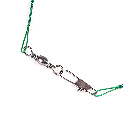 50pcs Fishing Wire Leaders Nylon-Coated Fishing Line Trace Lure Leaders with Swivels and Snaps Stainless Steel Fishing Tackle Leaders Tackle - color: Silver, size: 6inch 50PCS