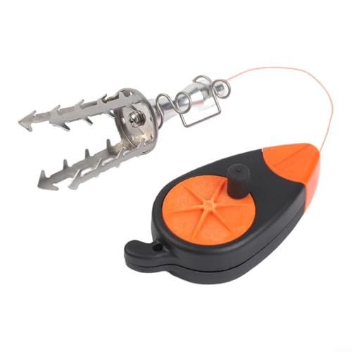 Fish Bait Rescue Device with 30M Pe Line Fishing Lure Retriever Tackle Tool Stainless Steel 40G for Retractor Black+Silver+Orange