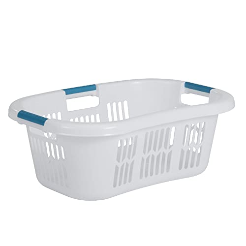 Rubbermaid Laundry Basket XL Hip-Hugger Basket 2.1-Bushel White Laundry Storage/Bathroom/Bedroom/Home Closet