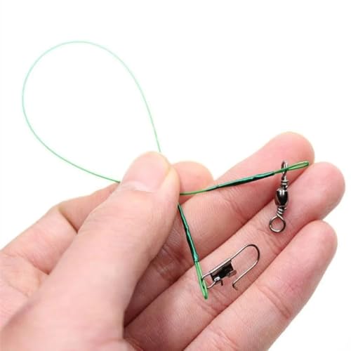 20 Pcs 20cm Super Strong Tensile Force Anti Bite Steel Fishing Line Steel Wire Leader with Rotating Snaps Fishing Lead Wire