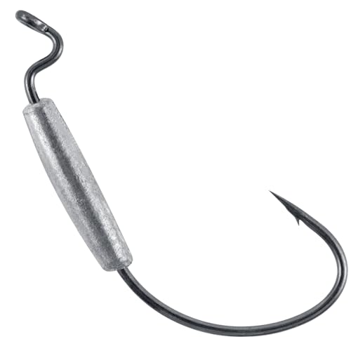 Dr.Fish 15 Pack Weighted EWG Hooks Weighted Worm Swimbait Hooks Bass Fishing Inline Extra Wide Gap Texas Rig Carolina Rig - size: 1/16oz-#2/0 Hook