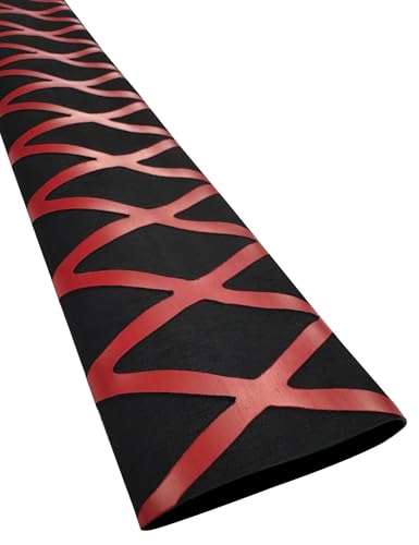 Accering X-Pattern Waterproof Fishing Rod Wrap (φ25mm, Black & Red) | Waterproof, Flexible fishing rod wrap (L3.3ft, Shrink Ratio: 1.8:1) for bare metal handle & golf clubs. - color: Black & Red, size: φ25mm, L3.3ft