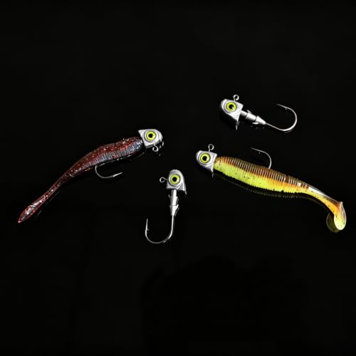 15pcs Swimbait Jig Heads Dual Bait Keeper 3D Eye Salt Fresh Water Soft Lure Hooks Multi Weight Assortment 1/8-1/2oz - size: 1/4oz-15Pack